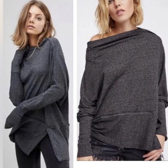 Free People Londontown Thermal Top Size Small Gray - Picture 1 of 8